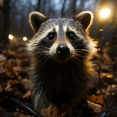 A Curious Raccoon Is Foraging For Berries In The Moon , Background For Banner, HD