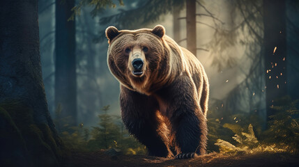 Obraz premium A Majestic Bear Is Standing Proudly Amidst, Background For Banner, HD