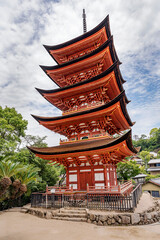 Sensoji temple in Hiroshima, Japan.
Shrine five-story pagoda at Miyajima.
 - obrazy, fototapety, plakaty