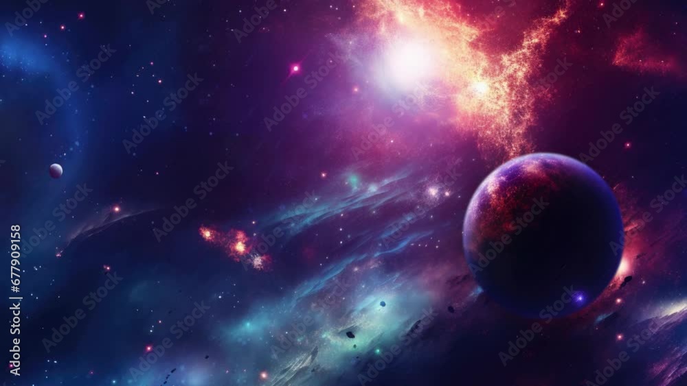 Wall mural planets on the background of deep space with nebulae and stars
