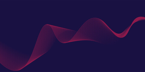Abstract glowing wave lines on dark background. Dynamic wave pattern. Modern gradient flowing wavy lines. Futuristic technology concept