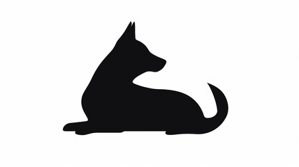 dog logo, simple flat graphics, black and white illustration