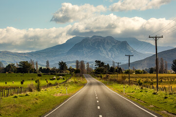 Driving through agricultural grazing farmland heading towards the rugged mountainous terrain around Ruatoria in the Gisborne District