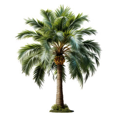 3d illustration single palm tree, transparent background