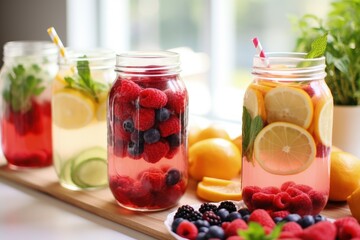 Sparkling Summer Mocktails with Fruit Syrups and Garnishes
