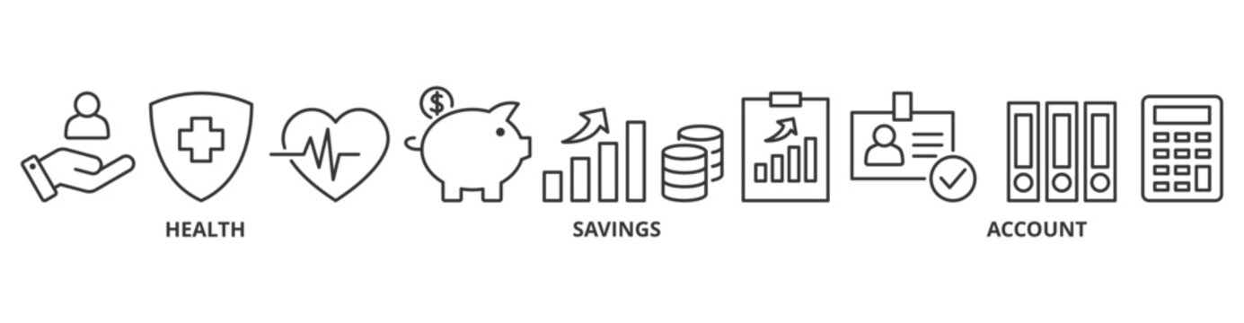 HSA banner web icon vector illustration concept for health saving account with icon of healthcare, growth, id card, and accounting