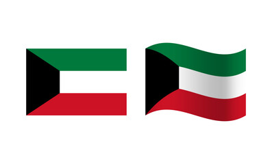 Rectangle and Wave Kuwait Flag Illustration