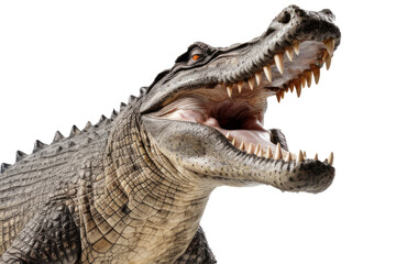 Obraz premium A crocodile showing jaws isolate on transparent background.