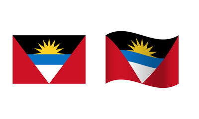 Rectangle and Wave Antigua and Barbuda Flag Illustration