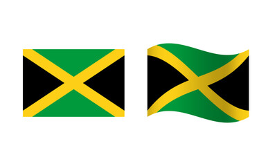Rectangle and Wave Jamaica Flag Illustration