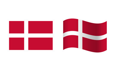 Rectangle and Wave Denmark Flag Illustration