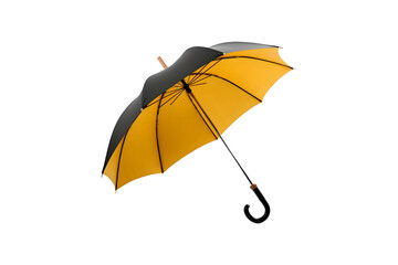 Open Yellow umbrella isolated on transparent background, AI
