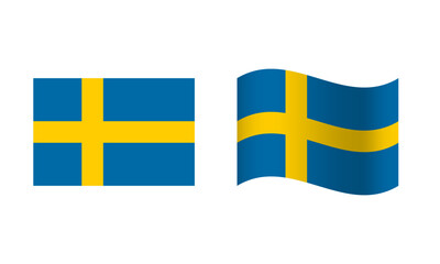 Rectangle and Wave Sweden Flag Illustration