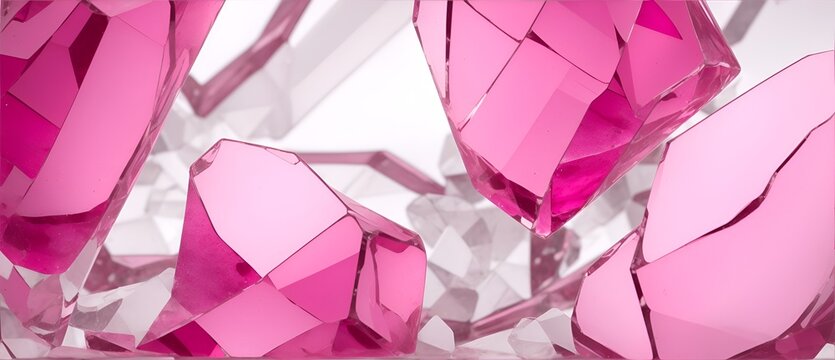 Bunch of broken pink glass detailed texture background from Generative AI