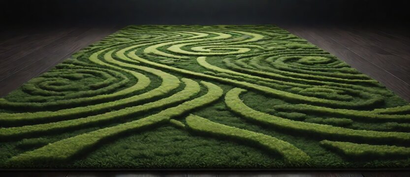 Green carpet pathway on plain dark background from Generative AI