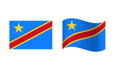 Rectangle and Wave Democratic Republic of the Congo Flag Illustration