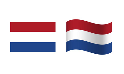 Rectangle and Wave Netherlands Flag Illustration