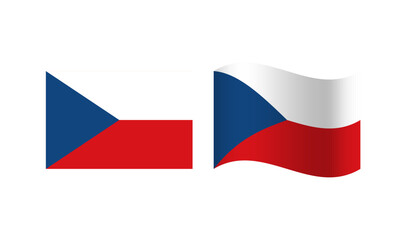 Rectangle and Wave Czech Republic Flag Illustration