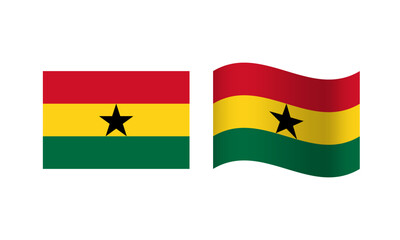 Rectangle and Wave Ghana Flag Illustration