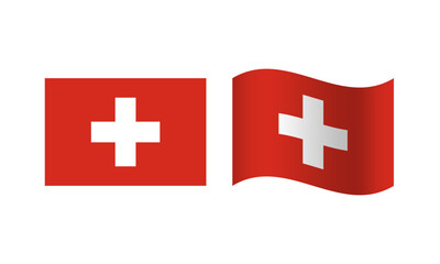 Obraz premium Rectangle and Wave Switzerland Flag Illustration