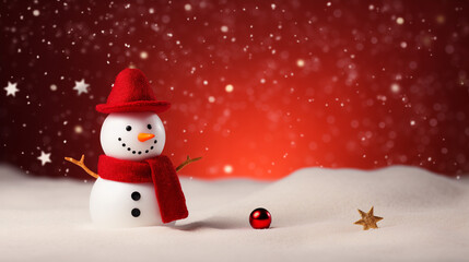 Obraz premium Christmas snowman on christmas night wallpaper
