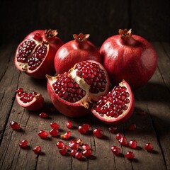 pomegranate on wooden background