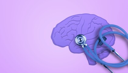 Epilepsy awareness concept, Purple human brain
