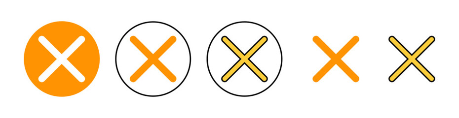 Close icon set for web and mobile app. Delete sign and symbol. cross sign