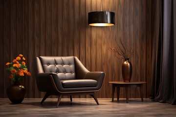 Furniture modern luxury comfortable interior floor wall armchair decorative design style room background home, generative ai