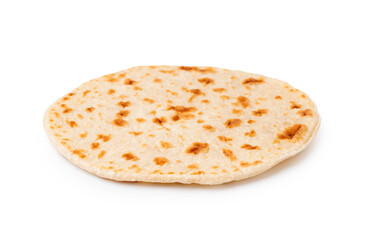 Tasty pita bread on white background