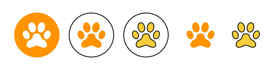 Paw icon set for web and mobile app. paw print sign and symbol. dog or cat paw