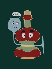 funny cartoon bottle and glass