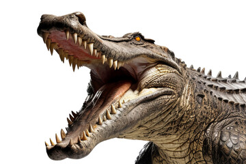 Obraz premium A crocodile showing jaws isolate on transparent background.