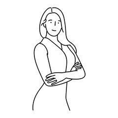 beautiful business woman avatar character icon vector illustration design black and white line art