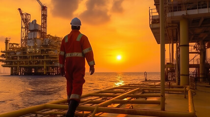 Offshore oil rig operator during maintenance.generative ai