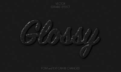 VECTOR royal glossy editable text effect - embossed glitter black