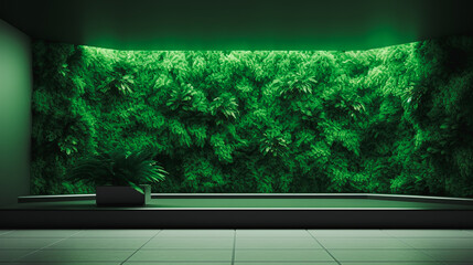 3D green wall, Interior design background, For art texture, presentation design or web design and web background. Generative AI.