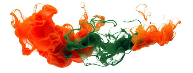 Splash of paint. swirling colorful smoke. Ink swirling in. Splash of color drop in water isolated on transparent background. png