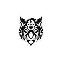 Bobcat Logo Monochrome Design Style. wild lynx logo