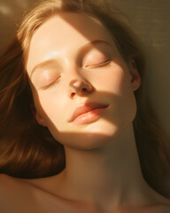 portrait of a woman laying in light of sun