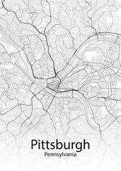 Pittsburgh Pennsylvania minimalist map - obrazy, fototapety, plakaty