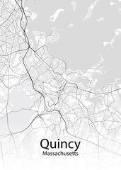 Fototapeta na wymiar Quincy Massachusetts minimalist map