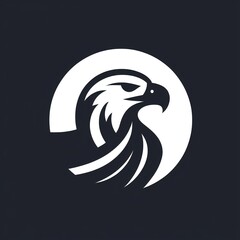 Fototapeta premium A black and white eagle logo on a dark background, vector art, generative ai
