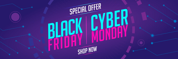  Black Friday and Cyber Monday calendar concept vector illustration