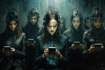 Photo of smartphone addiction. Nomophobia Concept