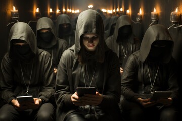 Photo of smartphone addiction. Nomophobia Concept
