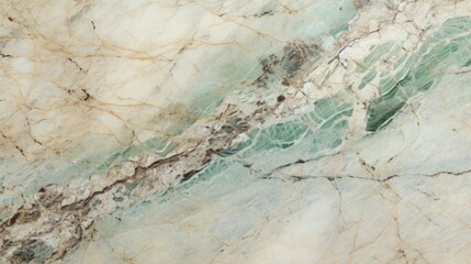 Beige Marble with Emerald Horizontal Background. Abstract stone texture backdrop. Bright natural material Surface. AI Generated Photorealistic Illustration.