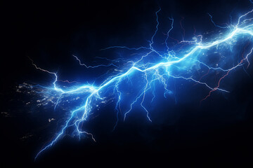illustration of sparkling lightning bolt with electric effect. dark blue thunderbolt - obrazy, fototapety, plakaty