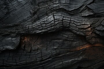 Rough textured uneven surface of burnt timber. Background with copy space