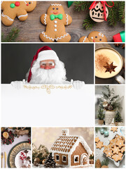 Photos of Christmas holidays combined into collage, space for text